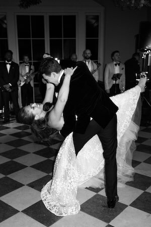 Happy wedding couple after their first dance choreography lesson with Honor Roche